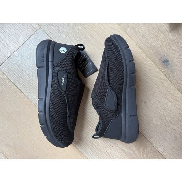 Fitville Mens Marca Black Knit Orthopedic Diabetic Walking Shoes Size 10.5 EW - Picture 7 of 9